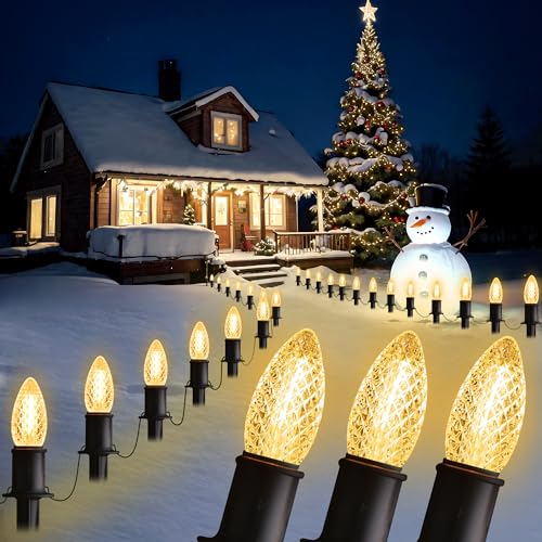 GAGALIFE 29Ft C9 Christmas Pathway Lights Outdoor - 25 LED Lights with 25 Marker Stakes for Walkway...