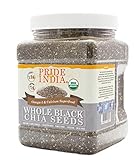 Pride Of India - Organic Black Chia Seeds - Omega-3 & Fiber Superfood, 1.5 Pound (24oz) Jar