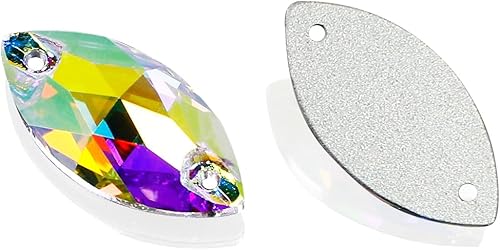 Miniatura 4 de DONGZHOU Garra de costura de diamantes de imitación AB con agujeros, cuentas en forma de naveta, cristales con parte trasera plana, diamantes de