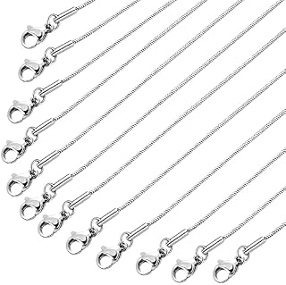 Yolev 12 Pack Snake Chains 18 Inches Necklace Stainless Steel Chain Necklace with Lobster Clasps for DIY Jewelry Making