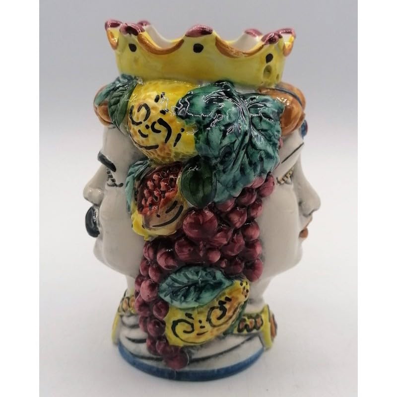 Cabeza de Jano bifaz para decorar recibidores elegantes cerámica Caltagirone italiana