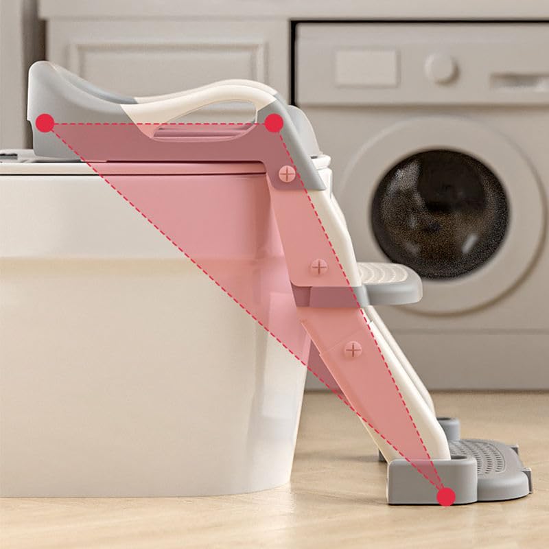 Image of Western Toilet Potty Seat For Kids, Baby Potty Training Seat Chair With Ladder, Adjustable Step Height, Cushion Seat | Kids Toilet Seat | Potty Seat For 1-8 Years Child Boys Girls (MNPL3 GREY)
