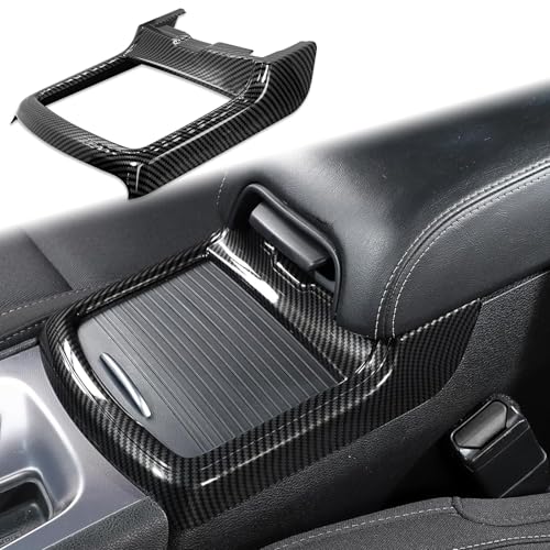 Panel cubre portavasos patrón fibra carbono para carro