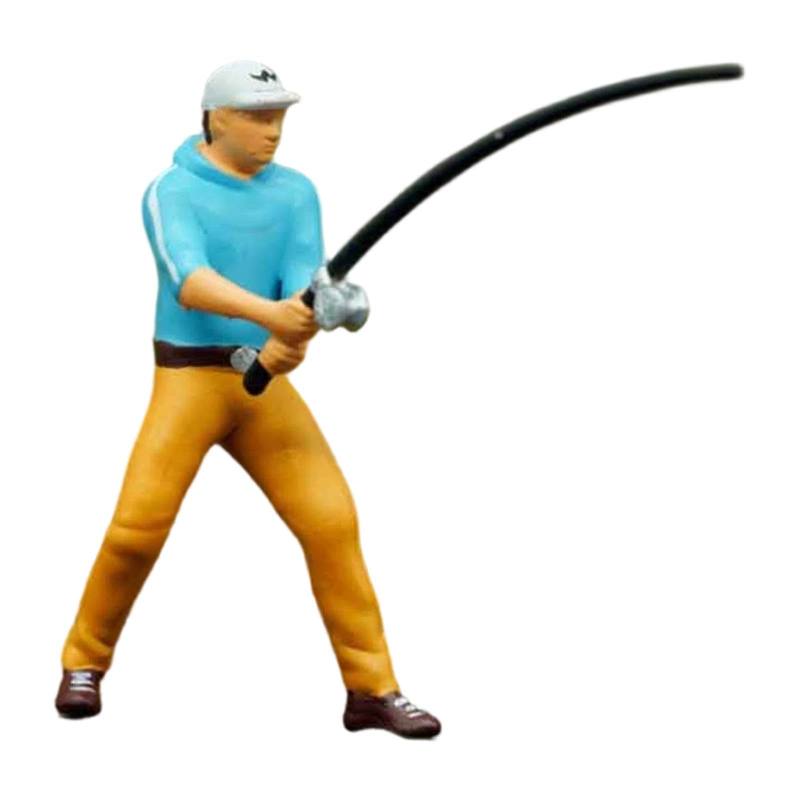 Figurine 1/64 homme de pêche en action au bord de l'eau pour diorama réaliste