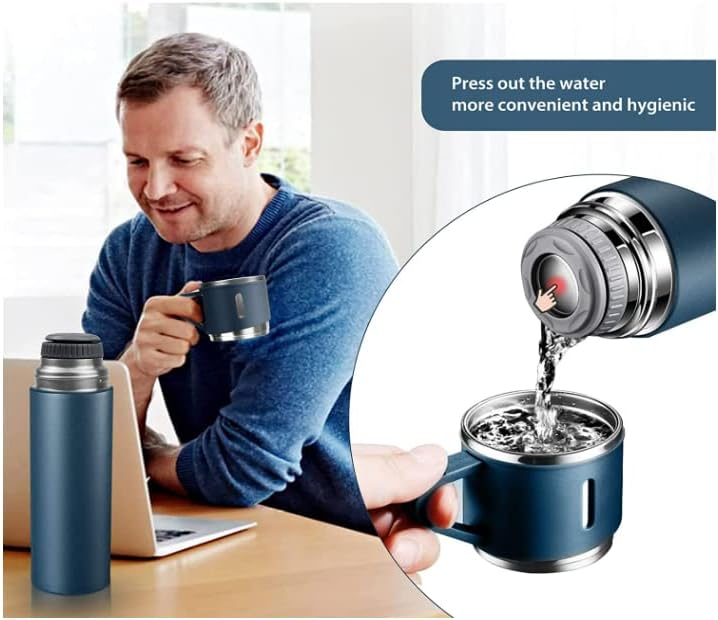 Vista 7 de Termo de acero inoxidable 3 tazas 169fl oz169 oz negro gris y azul juego