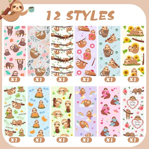 Dispowreath 12 Pcs Christmas Sloth Gift Cute Ballpoint Pens for Sloth Lovers 1.0 mm Black Ink Cartoon Retractable Pens Animal Lover Gift for Students Back to School Classroom Office Supplies