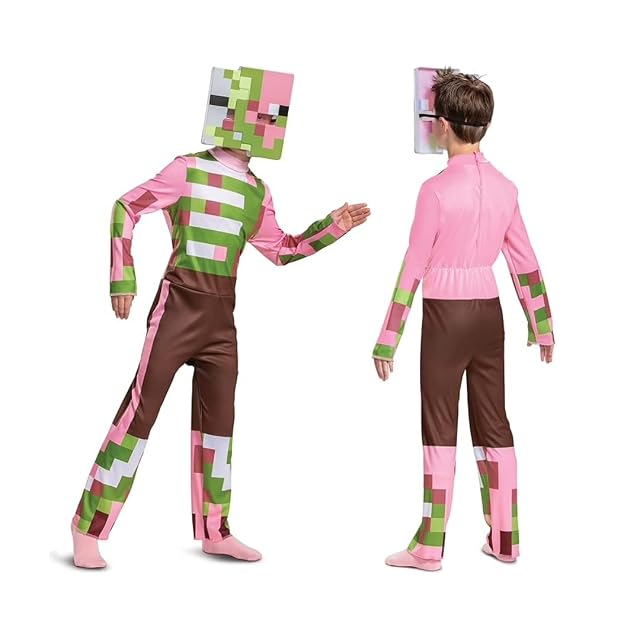 Minecraft Disfraz de Zombie Pigman para niños, disfraz Halloween, talla clásica S (4-6)