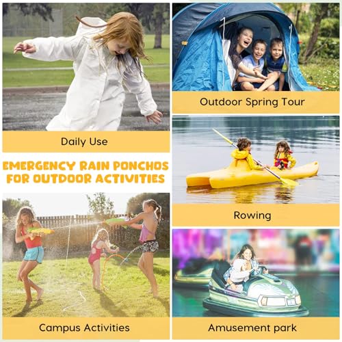 Image of BFONS 2-3 Pack Rain Ponchos for Kids, Reusable Raincoats for Boys Girls with Hood and Sleeves, Waterproof Rain Jackets