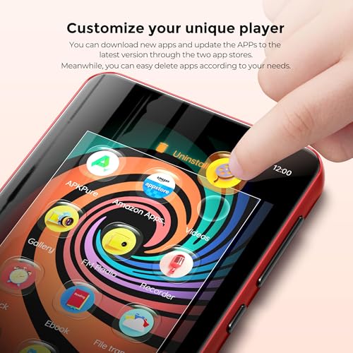 Image of innioasis 160GB MP3 Player with Bluetooth and WiFi, Android Music Player with Spotify,Amazon Music,Pandora,4 inch Full Touch Screen MP3 Player with Audible,Libby,Audiobooks (Black Red)