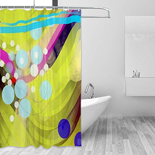 Rideau de douche imperméable anti-éclaboussures en tissu polyester abstrait - 2