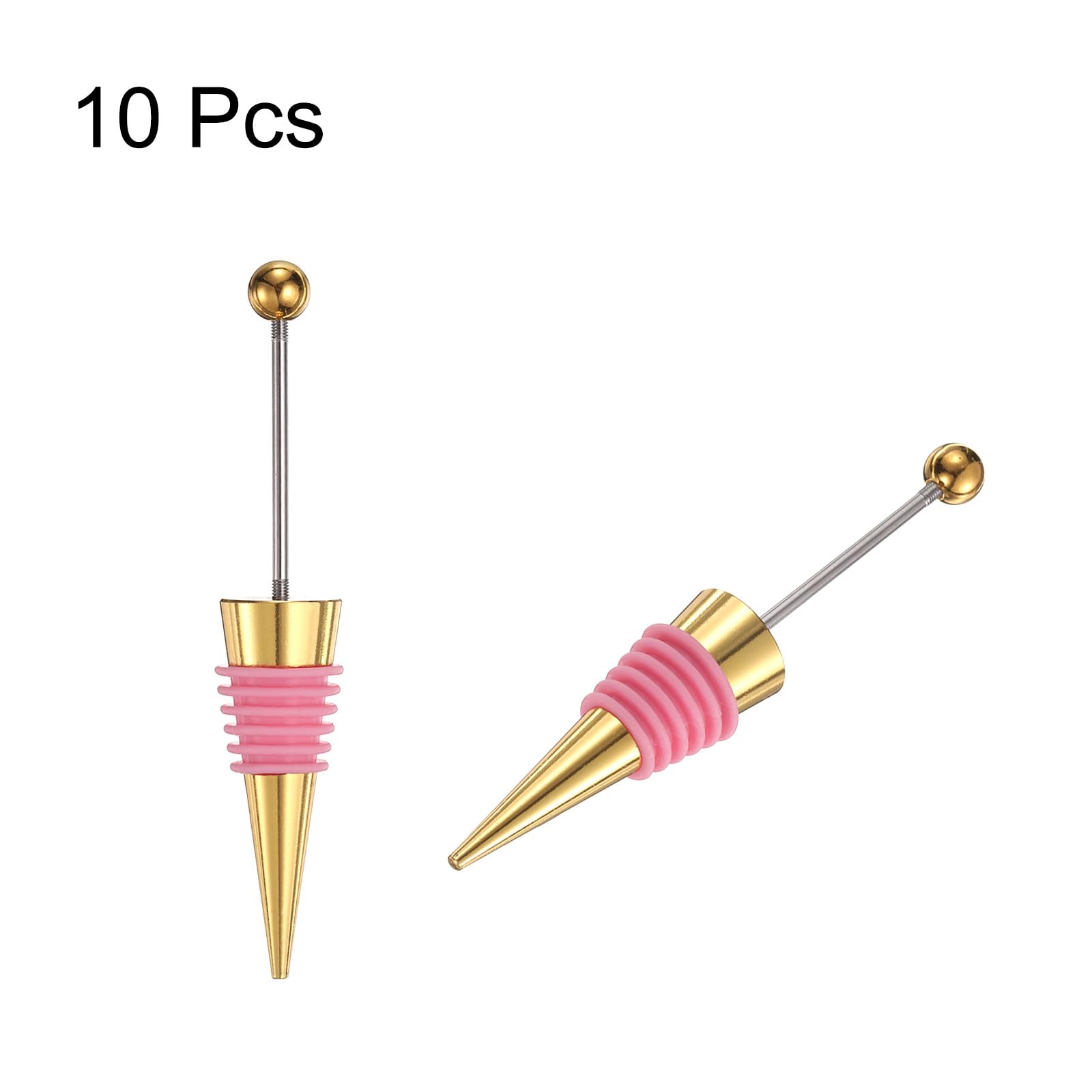 uxcell 10 tapones para botellas de vino con cuentas, tapón de vino, tapón de vino, tapones reutilizables para botellas de vino, tapones de sellado para bebidas, fiestas, bares, dorado/rosa