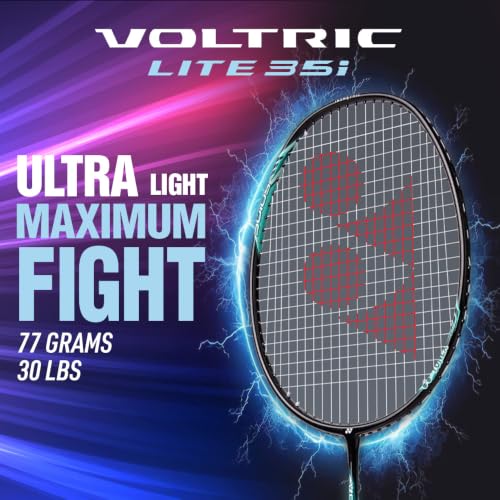 Image of Yonex Graphite Strung Badminton Racquet Voltric Lite 35i (G4, 77 Grams, 30 lbs Tension, Black Green)