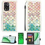 Kinetijy Case Compatible for Mobicel Vx20 Phone Case Flip Cover [with Tempered Glass Screen Protector][RFID Blocking][Gold Glitter+Luminous] LPT-YL