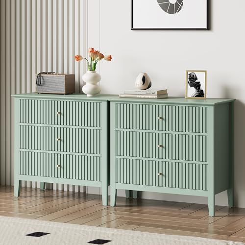 May in Color Large Sage Green Fluted 3-Section Set of