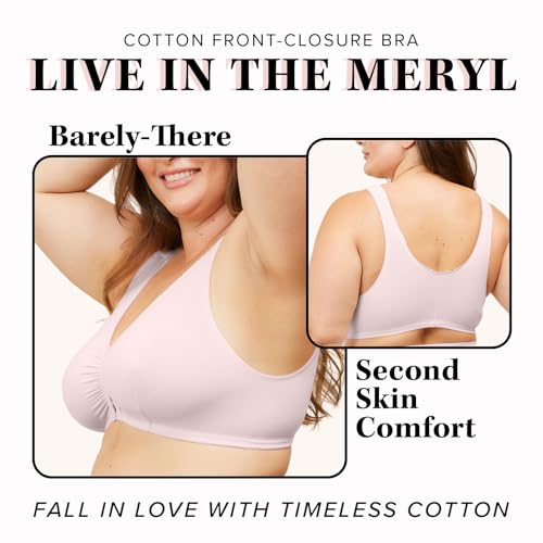 Image of LEADING LADY, Meryl, Front-Closure Cotton Bra, Comfort Sleep for Women, Breathable, Unlined, Full Coverage, Wireless, 36A-56H