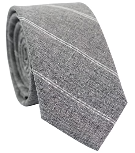 BELLUNO 2.5 inch Skinny Ties for Men Solid Cotton Linen Neckties