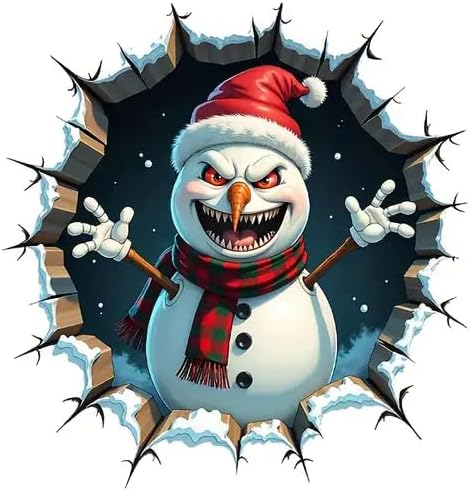 Christmas Festive Snowman Floral PVC Vinyl Car Decals Stickers Waterproof Self-Adhesive Decals for Cars, Laptops, Trucks, Motorcycles Wall Window Luggage Scratch Cover Door Decor Sticker