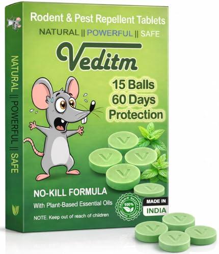 Image of Rat & Mouse Repellent Balls Pack of 1 (15 Tablet) for Home No Kill Only Repels Home Indoor Outdoor, Rat Controller Pills to Keep Tablet Rodents Rat Repellent Ball Herbal & Natural Formula | Long-Lasting |Eco-Friendly & Safe