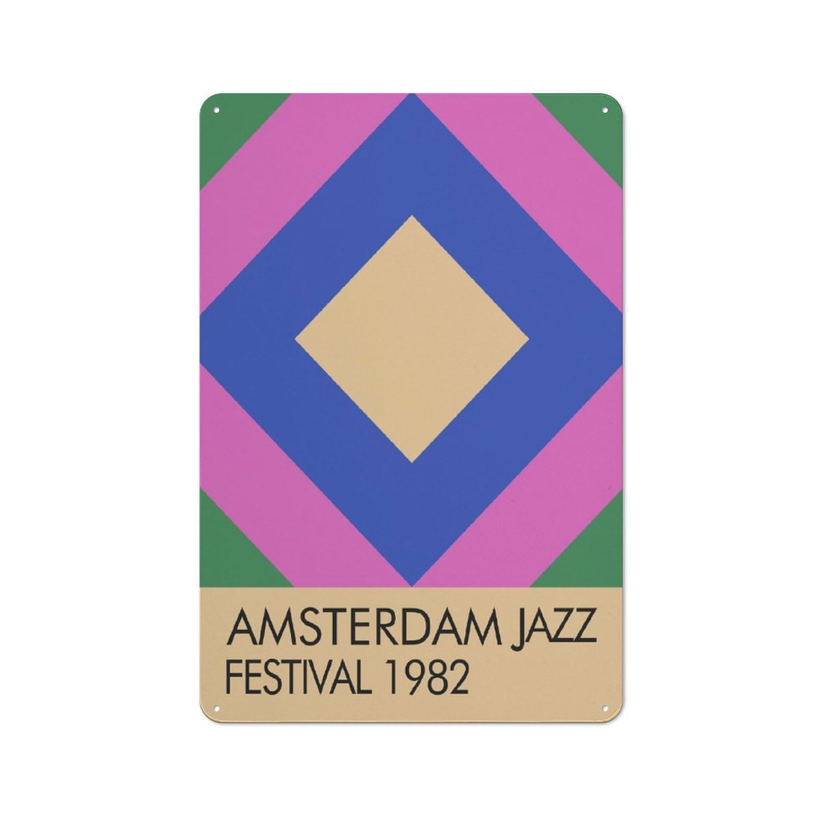 Junmoney Style-22 Tin Wall Plaque 30X20cm With Amsterdam Jazz Festival 1982 For Hallway Wall, A Decorative Metal Sign For Hallways And Entrance Areas