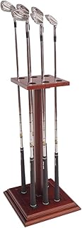 Premium Wooden Club Display Rack | 6 Club Capacity | Perfect for Golf Simulators | Solid Hardwood with Cherry Finish | Great Golf Gift