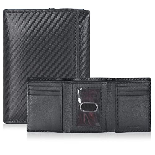 Image of Tri fold Leather Wallet for Men with RFID | Slim Wallets for Men with 1 ID and 6 Credit card slots | Front Pocket Minimalist