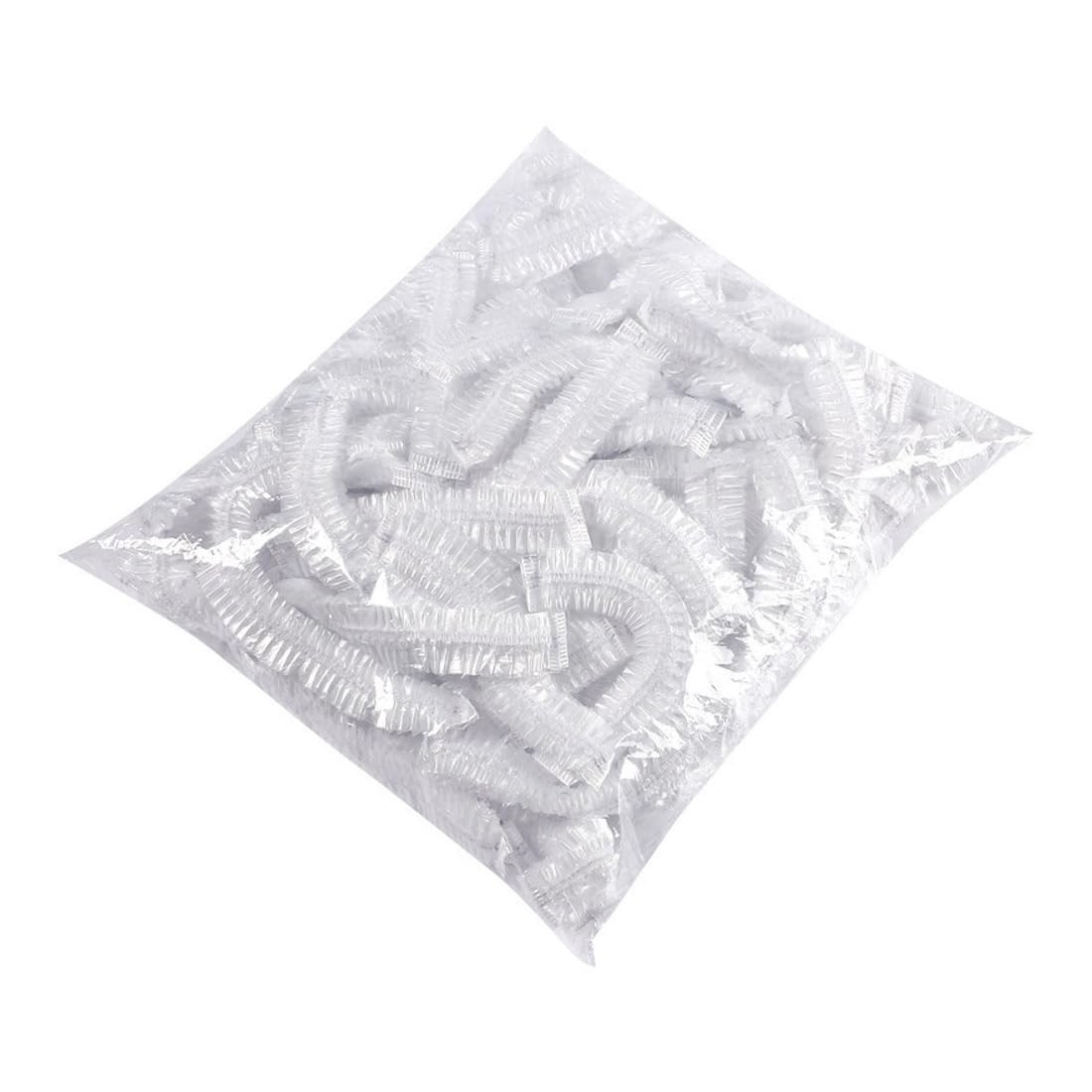 100 Piezas Gorros Ducha Desechables Gorros Baño Impermeable Engrosamiento Cabello Plástico Transparente Elástico Para Baño Tratamiento Spa Cabello Hogar Hotel Viaje Portátil