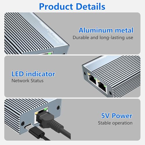 Image of ETZIN LAN Splitter 1 in 2 Output High Speed 1000Mbps LAN Cable Branch Network Splitter LAN Port Expansion Wired LAN Hub Gigabit LAN Cable Bifurcation LAN Internet Splitter Connector (EPL-1465H)