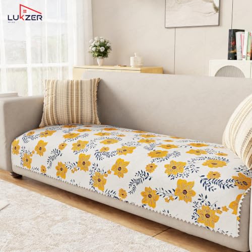 Image of Lukzer 5 Seater Sofa Cover Mat Reversible Quilted Sofa Seat Protector with WaveEdge Ultrasonic Cut - Brick Bloom | Washable Anti-Slip Sofa Throw | 3+1+1 Seat Cover for Living Room /SC-201-05WE