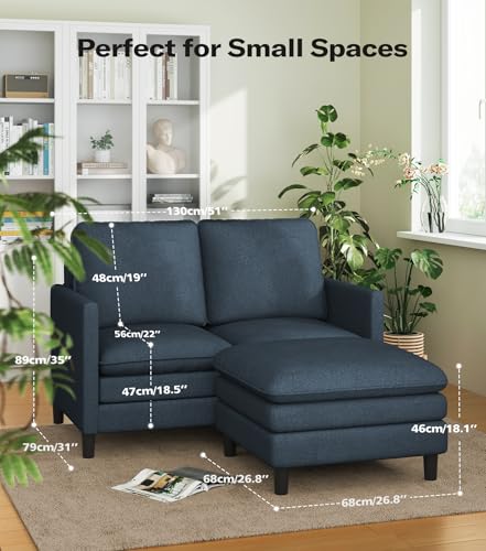 Image of Welzona 3-Layers Cloud L Shaped Couch, 51 inch Teddy Sofa and Loveseat Set