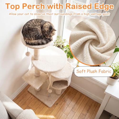 Torre para gatos de 36 pulgadas con rascador y plataformas miniatura 4