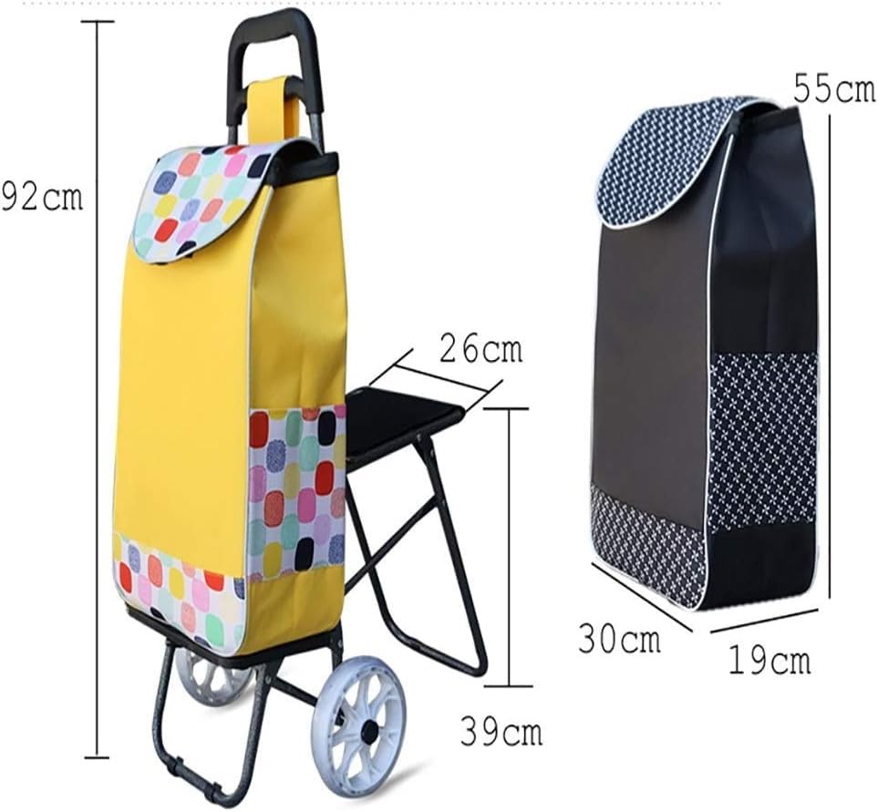 Carrito de compras portátil plegable con asiento y rueda triangular miniatura 4
