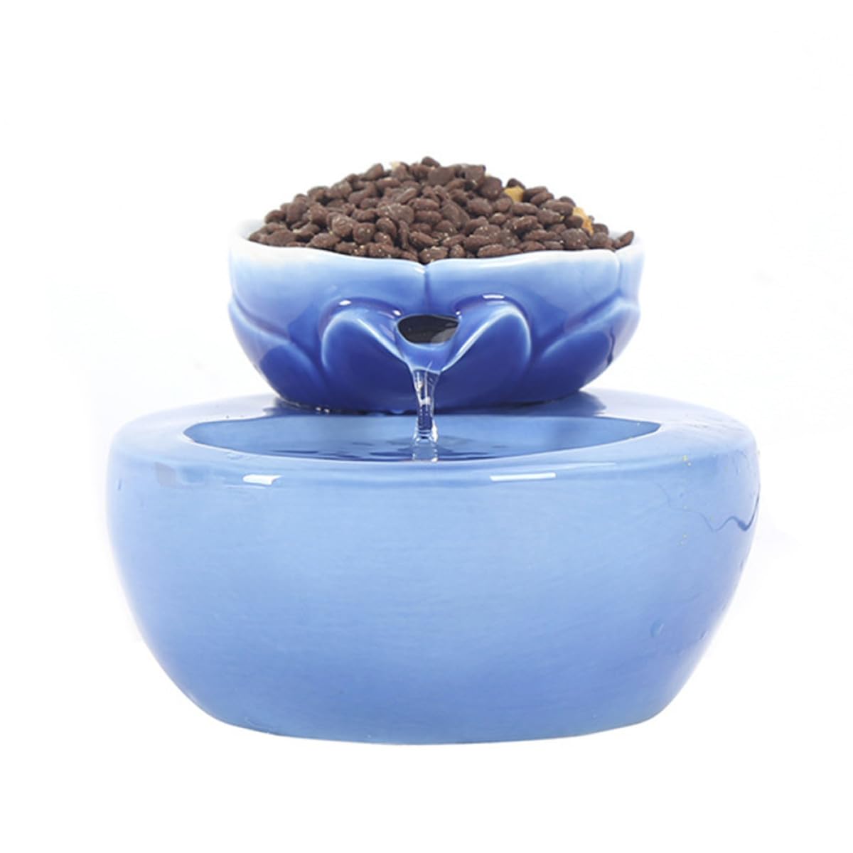Dispenser Acqua per Animali Domestici in Ceramica da 1.5l con Filtro, Design a Loto e Funzione a Doppio Uso, Antigoccia, per Cani e Gatti in Casa