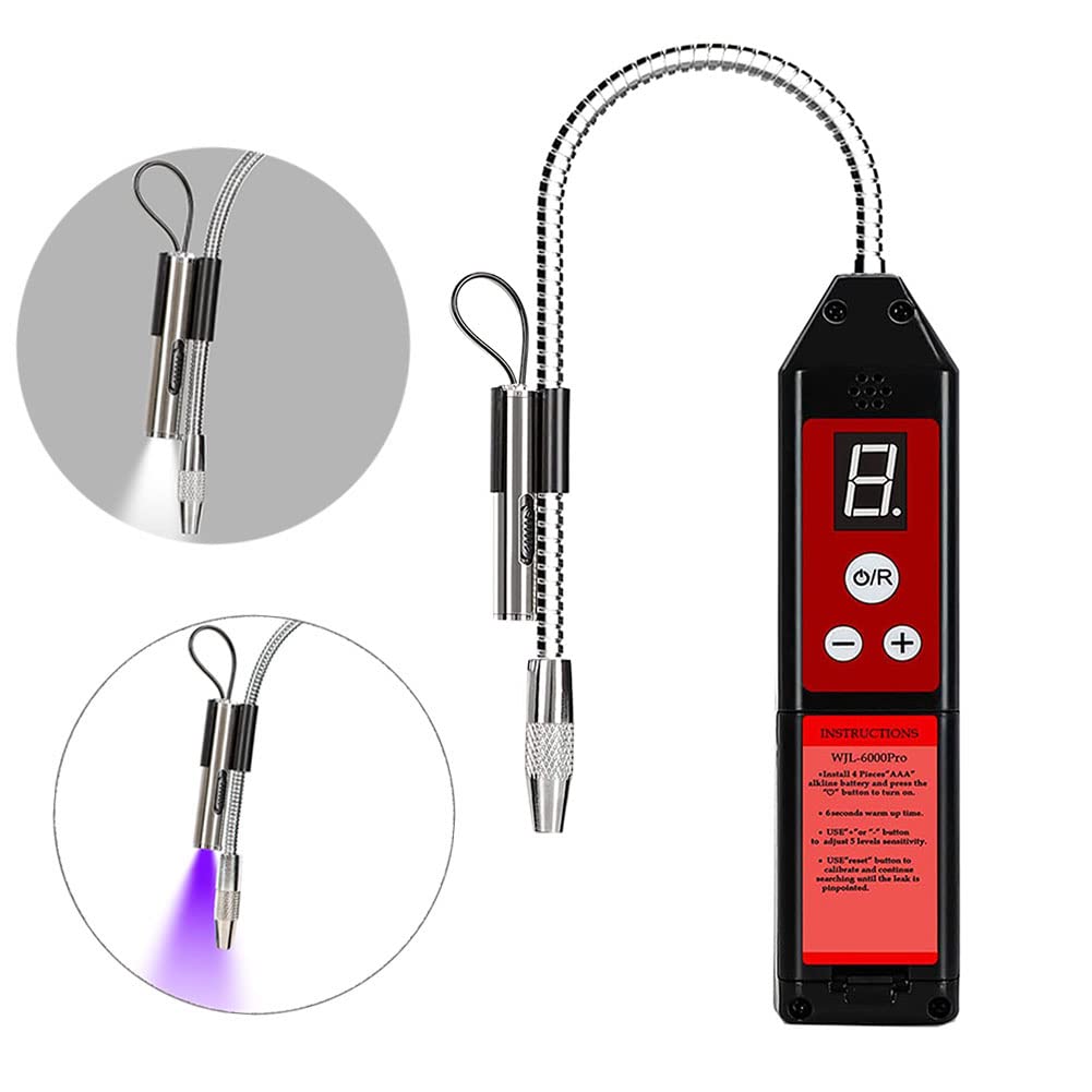 Wale&Morn Upgrade WJL-6000PRO Freon Leckdetektor mit LED-Licht für Halogen-Gasleckage, Klimaanlage Freon Gasleckage-Tester mit Kontrollleuchte HVAC R22 R410A R134A R1234yf CFCs HCFCs HFCs