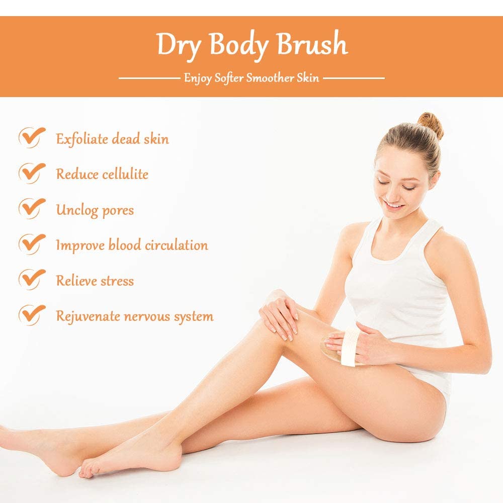 URAQT 2PCS Body Brush, Natural Bristle Shower Brush, Dry Brushing Back Scrubber for Exfoliating Massage - Image 3