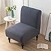 Produktbild Highdi Sesselbezug Ohne Armlehne, Akzent Stuhlhussen Ohne Armlehnen, Jacquard Wildleder Abnehmbarer Waschbare Sessel-Überwürfe, Stretch Sesselschoner für Hotel Cafe Wohnzimmer (Dunkelgrau)