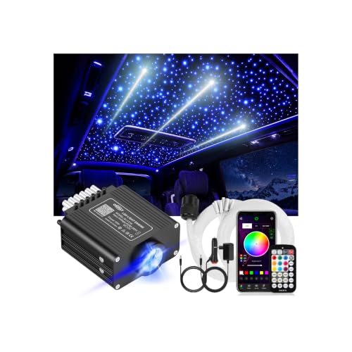 Image of CHINLY 2-in-1 460pcs Meteor Twinkle Starlight Headliner Kit 9.8ft (0.03+0.04+0.06in) RGBW Starlights+96pcs Shooting Stars, APP+Remote Control Star Headliner Kit, Car Star Lights for Car Roof
