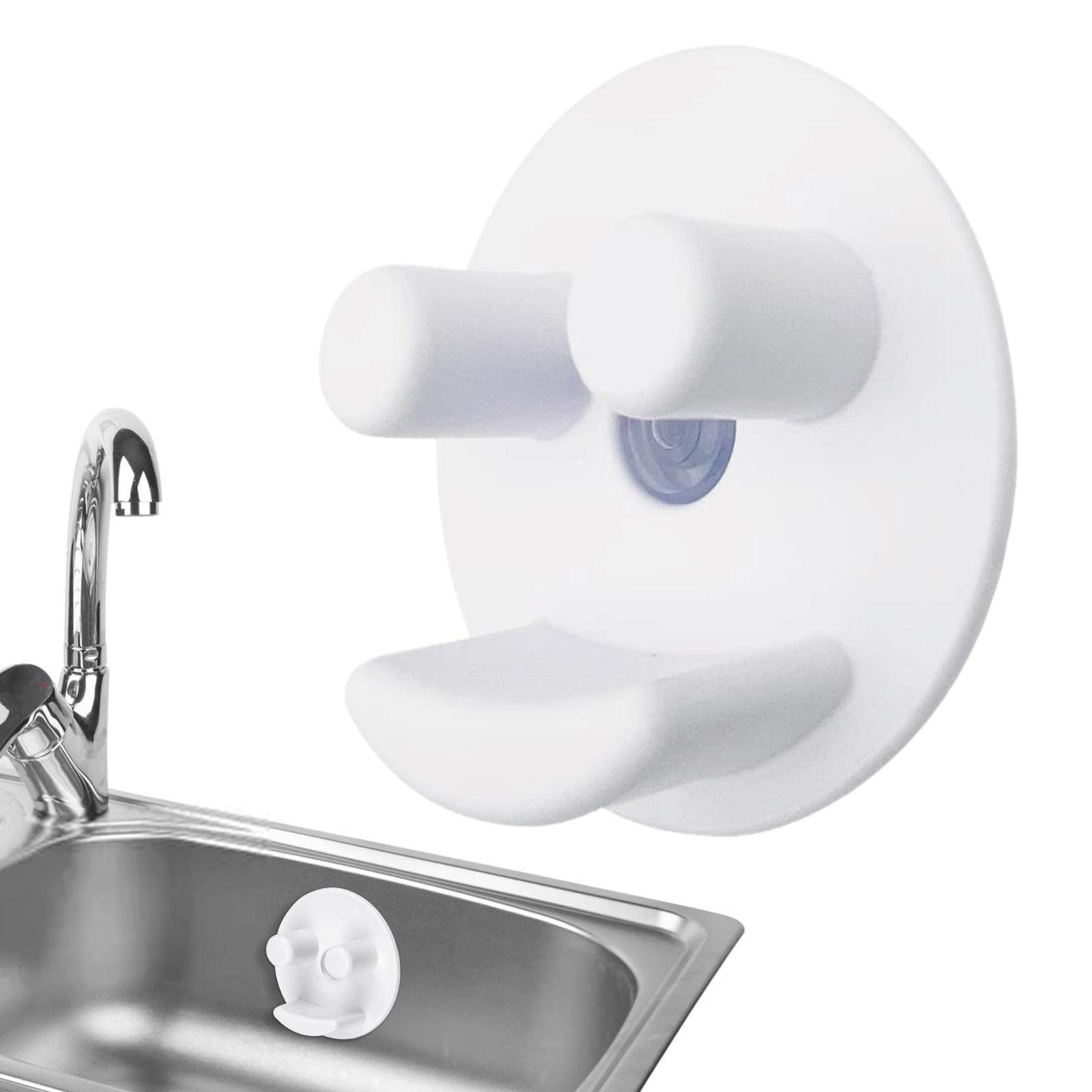 Sponge Holder, Smile Organiser, White Sink Organiser for Kitchen and Bathroom, Installation with Suction Cup, Keeps Sponges Clean (No Sponges)
