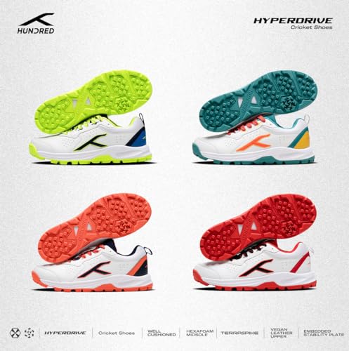 Image of Hundred HyperDrive Cricket Shoes Men | TerraSpike Rubber Studs | Embedded Support Plate for Stability | Lightweight & Durable | Ideal for Turf, Ground & Hard Surfaces