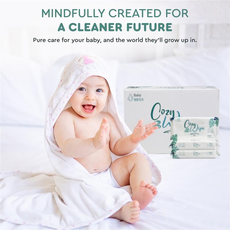 Miniatura 3 de Toallitas para bebé, 99.9% toallitas a base de agua, sin perfume e hipoalergénicas para pieles sensibles, sin fragancia, refrescantes, 60 unidades
