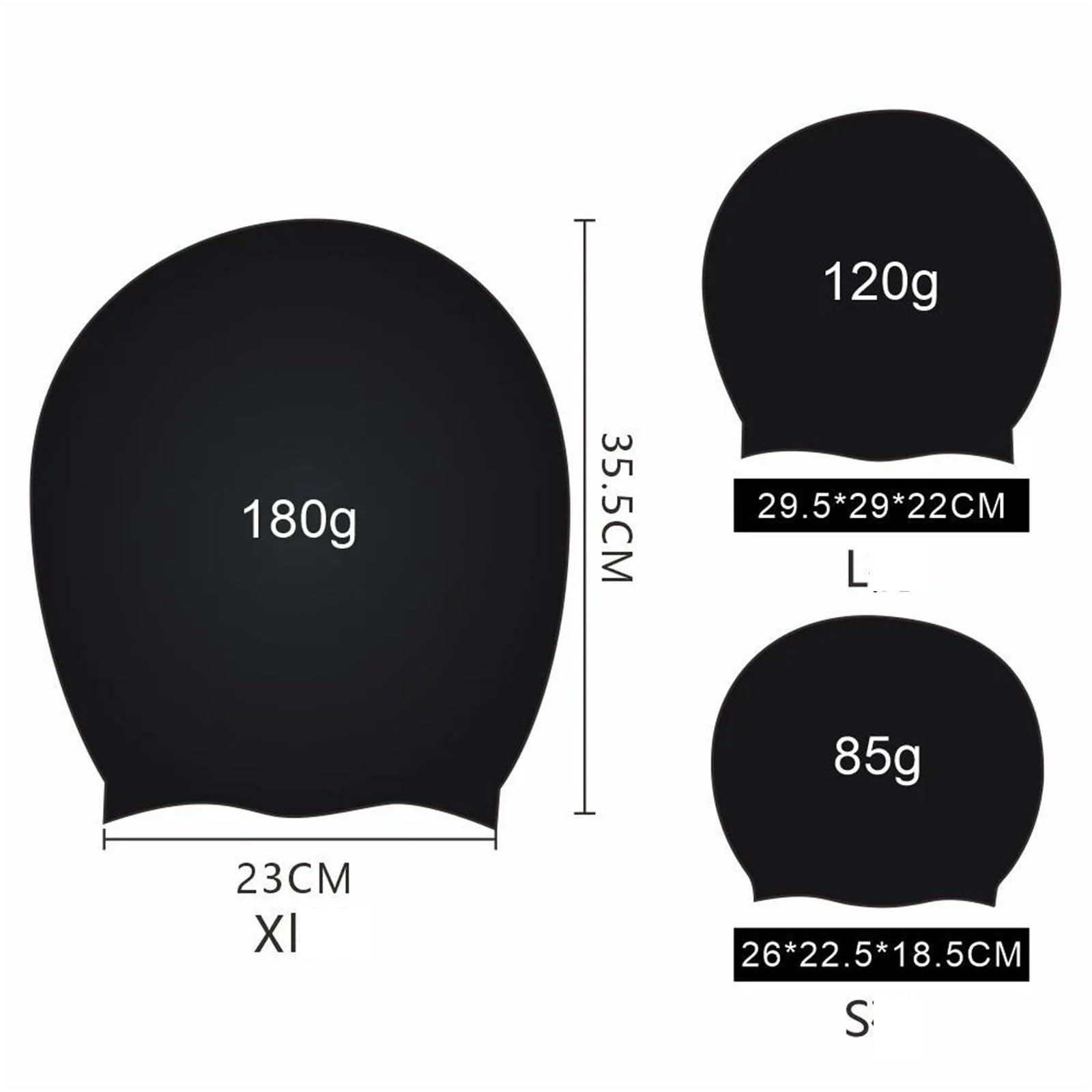 Cuffia da nuoto 2 pezzi in silicone extra large ad alta elasticità unisex con copertura for le orecchie for capelli lunghi Per Uomo/Donna