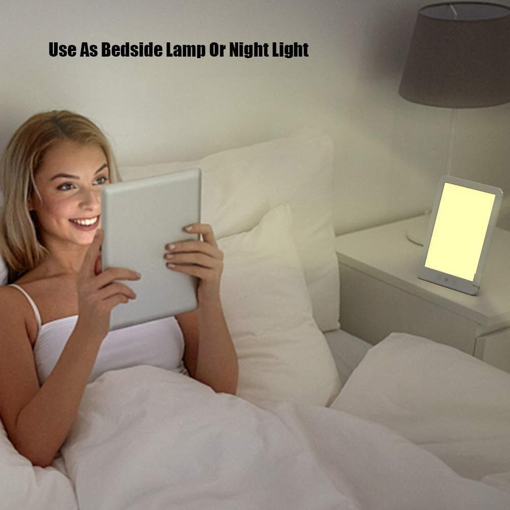 Lampe de thérapie de lumière, LED Blanche Brillante - UV Gratuit 10000 lux, Fonction de réglage de la luminosité, Fonction de la minuterie, avec luminosité et Couleurs en continu