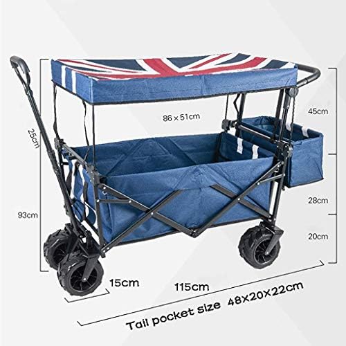 Push and Pull Hand Truck with Foot Brake and 2 Seat Belt Outdoor Sport Collapsible Folding Stroller Wagon Baby Trolley with Canopy Garden Utility Shopping Travel, Red (Red A)