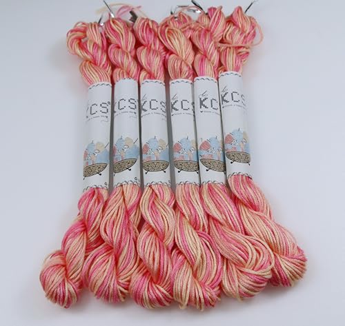 Image of KCS Big skeins of 25 Meters Size 25 Color Variegated Cross Stitch Stranded Threads,6 skeins,4110