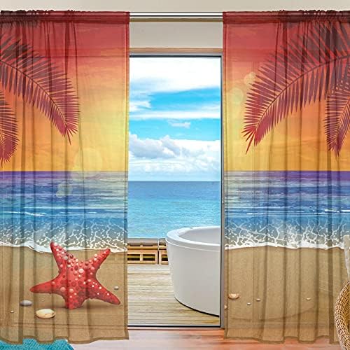 ALAZA Voile Curtain Christmas Snowy Patterned Sheer Window Polyester Material Fabric for Bedroom Living Room Kitchen Decor Home Decoration 2 Panels 78 x 55 inch