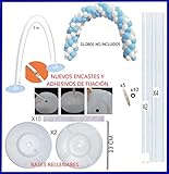 ANCHO 210 CM FIESTADEKOR Estructura para Arco DE Globos 5 Metros con Soportes Adhesivos + 2 Bases RELLENABLES DE Agua