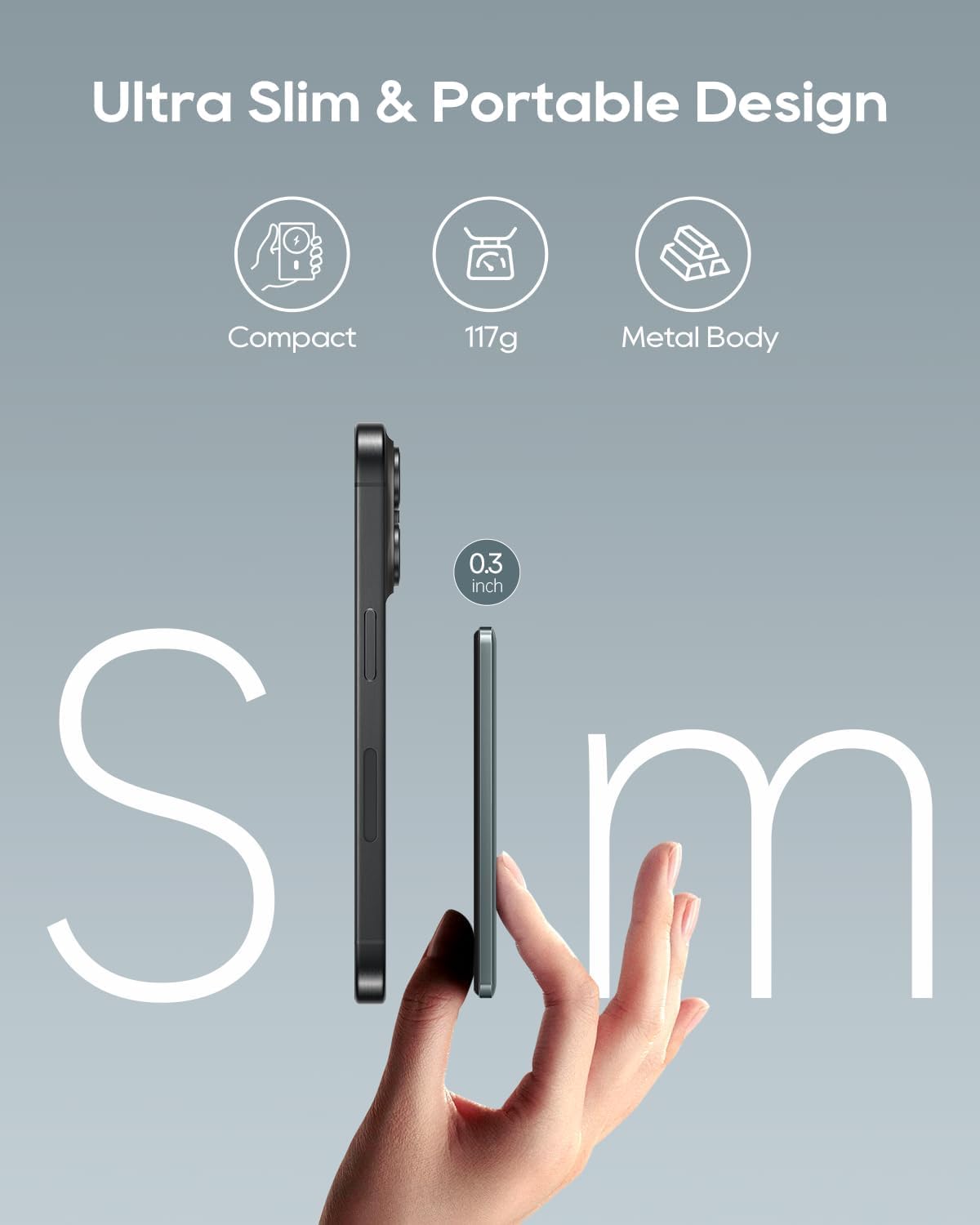 Kuulaa Magsafe Power Bank 5000mAh, 8mm Ultra Sottile Magnetico Powerbank, Batteria Caricatore Portatile Wireless PD 20W USB-C Ricarica Rapida Compatibile per iPhone 15/14/13/12 Pro Serie