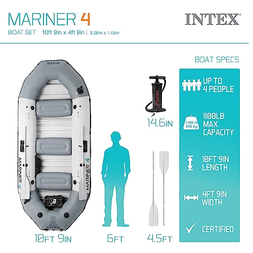 Bote Inflable Intex Mariner 4 para 4 Personas con Remos y Bomba