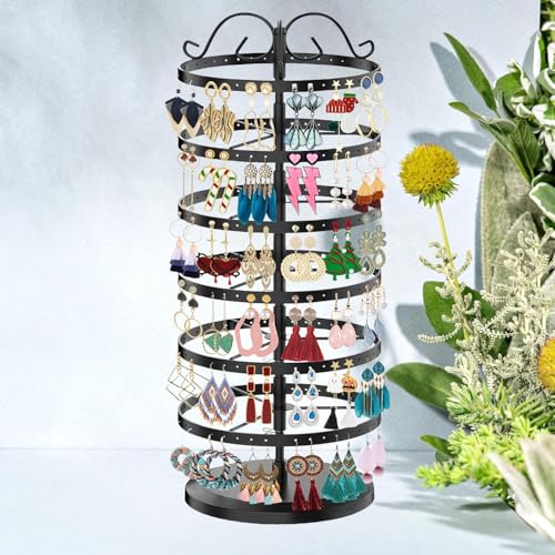 PORFOYO 6 Niveaux Présentoir À Bijoux Rotatif, Porte Bijoux, Presentoir Boucle D'oreille, Niveaux Porte Boucles, Porte-Bijoux Pour Boucles D'oreilles, Colliers, Capacité De 264 Trous Pour 132 Paires