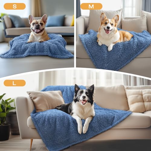 Image of Luciphia 1 Pack 3 Calming Dog Blanket Fluffy Premium Fleece Pet Blankets Soft Sherpa Throw for Dogs Puppy Cat Haze Blue Small (23 inch x16 inch)