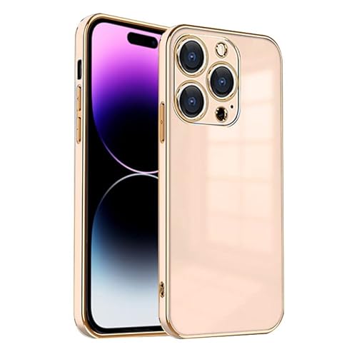 ZNX\ZENIX iPhone14 Pro ケース iPhone14pro ケース TPU おしゃれ バンパー型 ケース ストラップホール かわいい くすみカラー ゴールド 大人 ZX-milky2 (iPhone14 Pro (6.1), ピーチピンク)